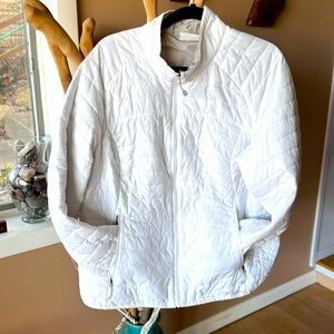 Eddie Bauer Light Quilted Reversible Packable Puffer Jacket White & Grey